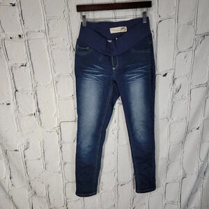 Angel Kiss Maternity Jeans Womens Medium Blue Denim Pull‎ On Stretch Jegging